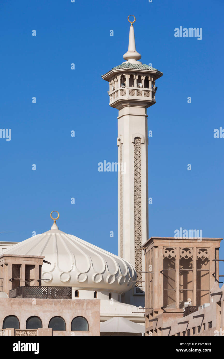 UAE, Dubai, Bur Dubai, mosque at The Rulers Court Stock Photo