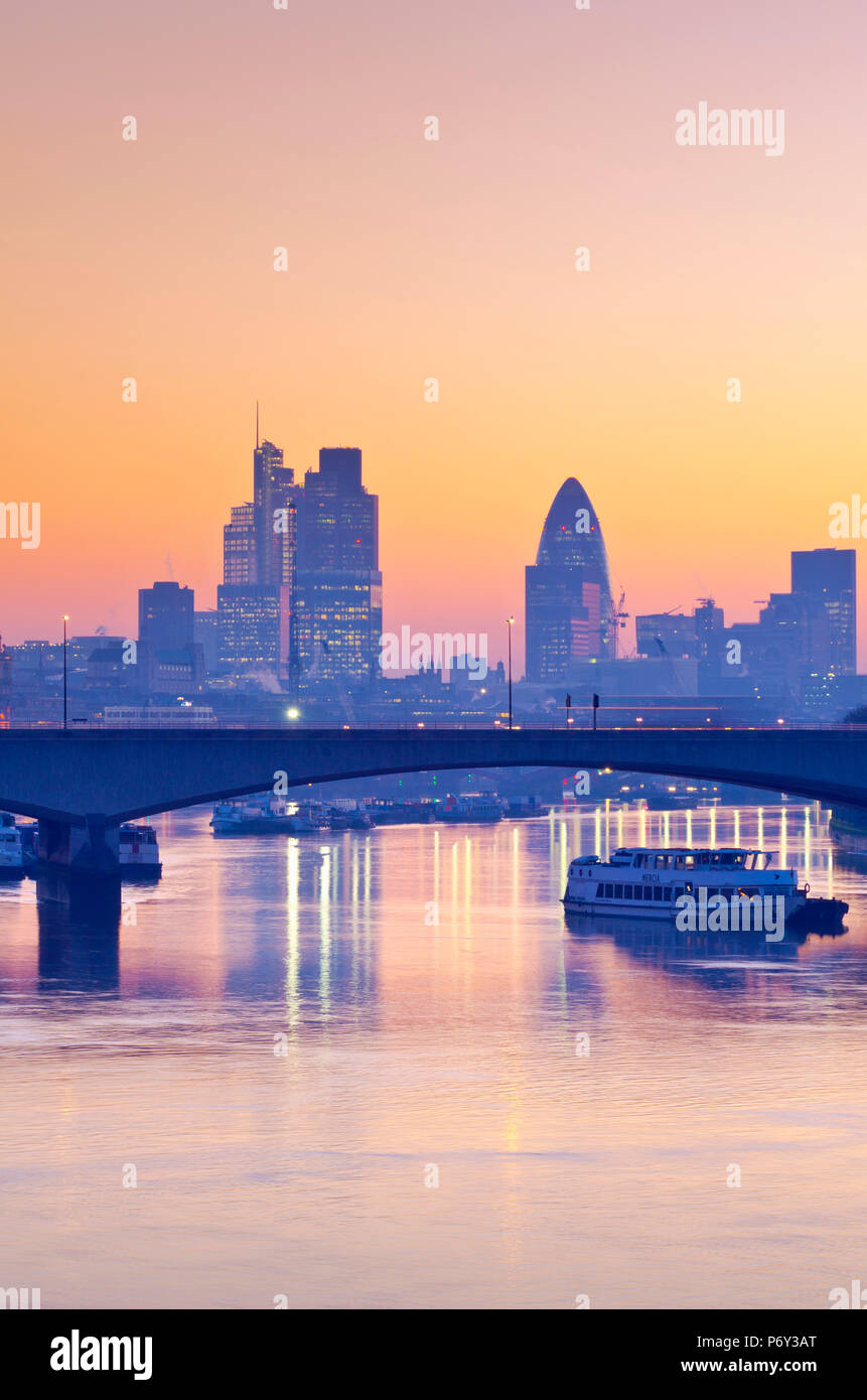 UK, England, London, City of London skyline at sunrise Stock Photo