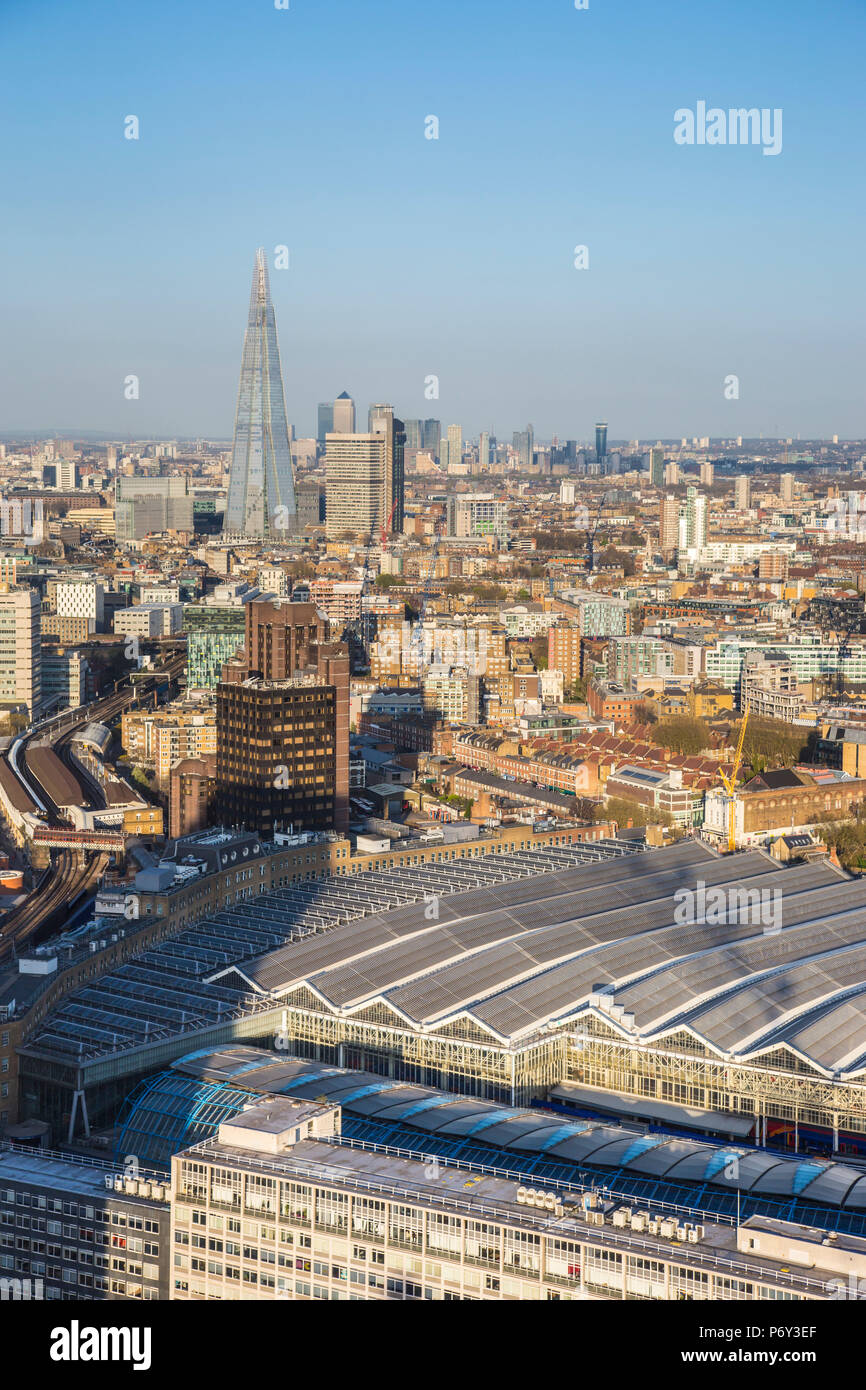 Waterloo stattion & The Shard in the London skyline, England, UK Stock Photo