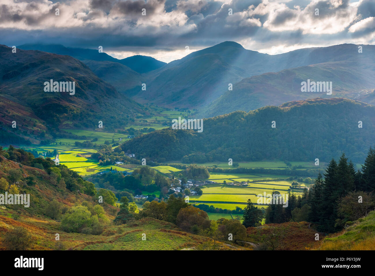 UK, England, Cumbria, Lake District, Borrowdale, Rosthwaite Stock Photo