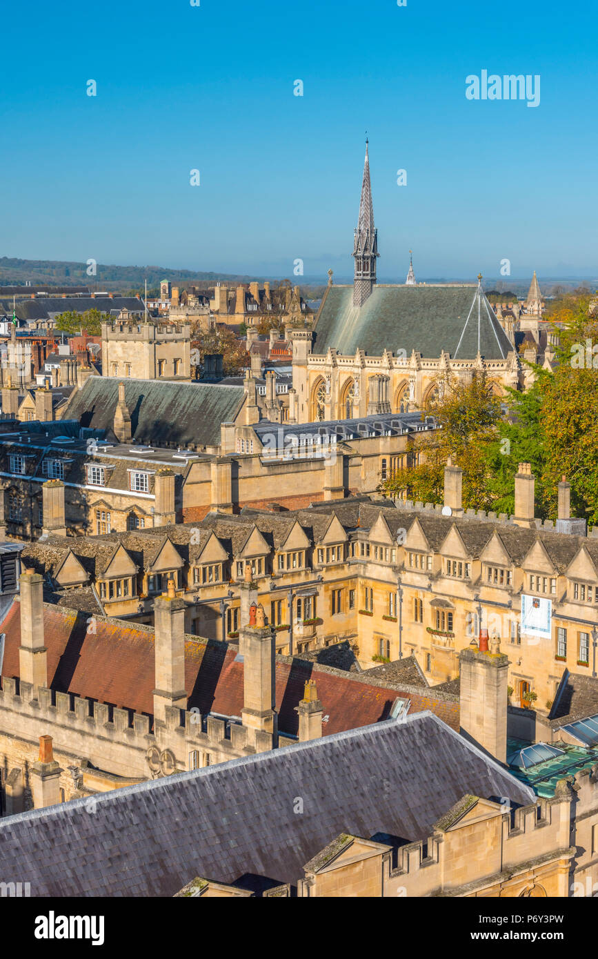 UK, England, Oxfordshire, Oxford, University of Oxford, Brasenose College and Exeter College beyond Stock Photo