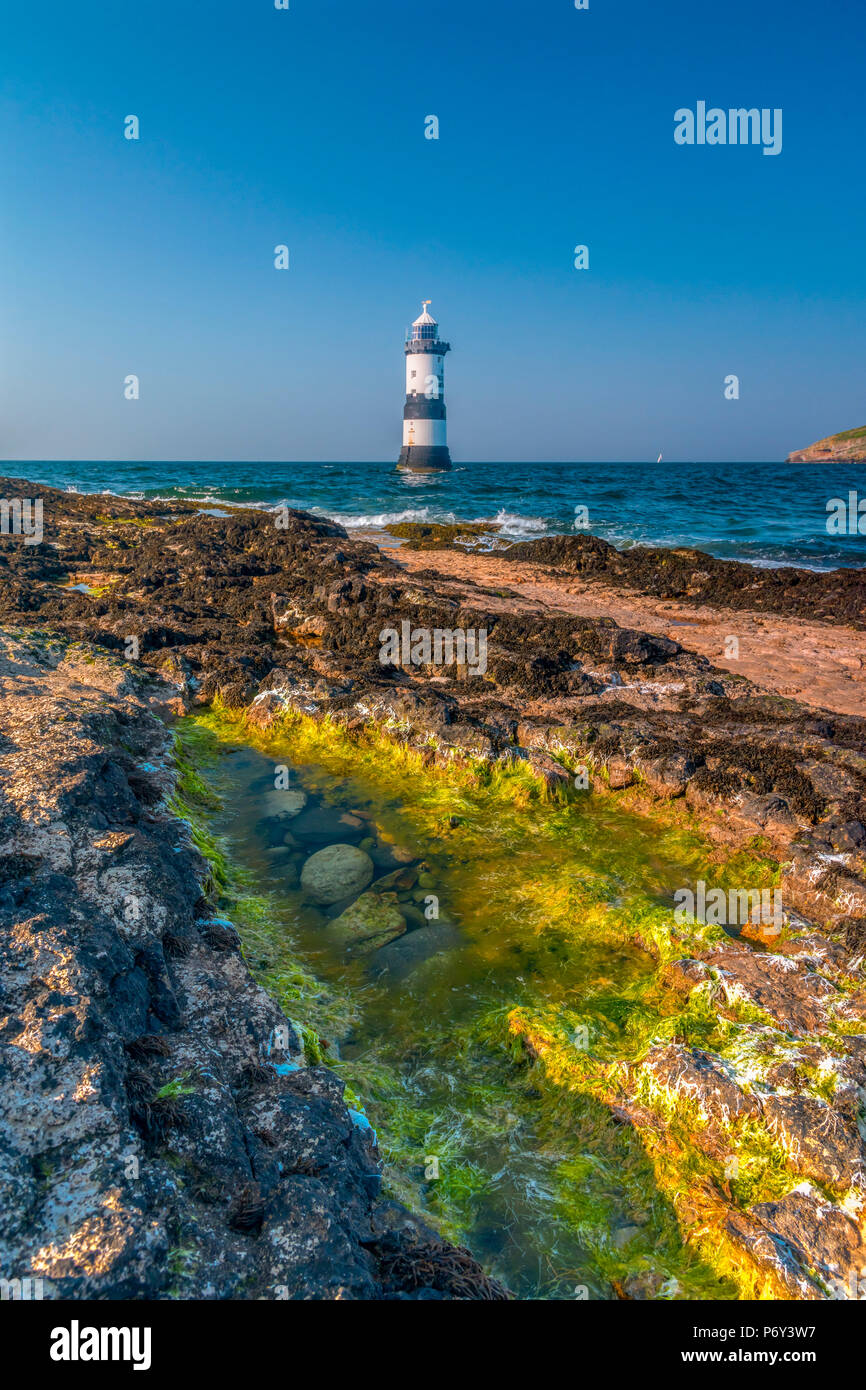 UK, Wales, Anglesey, Penmon, Black Point, Trwyn Du Lighthouse (Penmon Lighthouse) Stock Photo