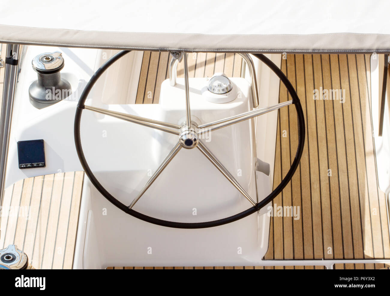modern and new sailing yacht steering wheels Stock Photo Alamy