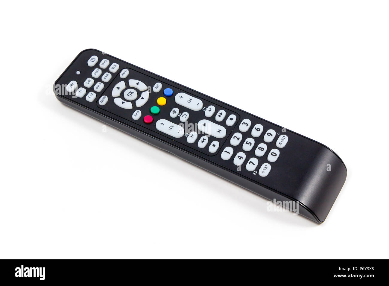 TV remote control isolated on white background Stock Photo - Alamy