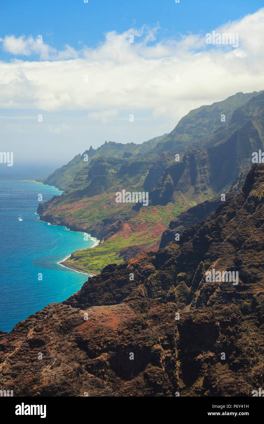 USA, Hawaii, Kauai, Kokee State Park, Nualolo Valley and Napali Coast from Nualolo Trail Stock Photo