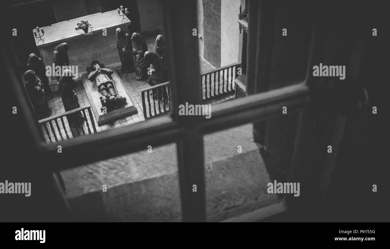 monks praying at a french funeral in a castle Stock Photo Alamy
