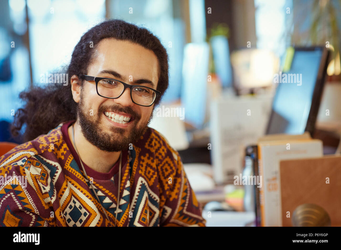 Portrait smiling, confident creative businessman Stock Photo