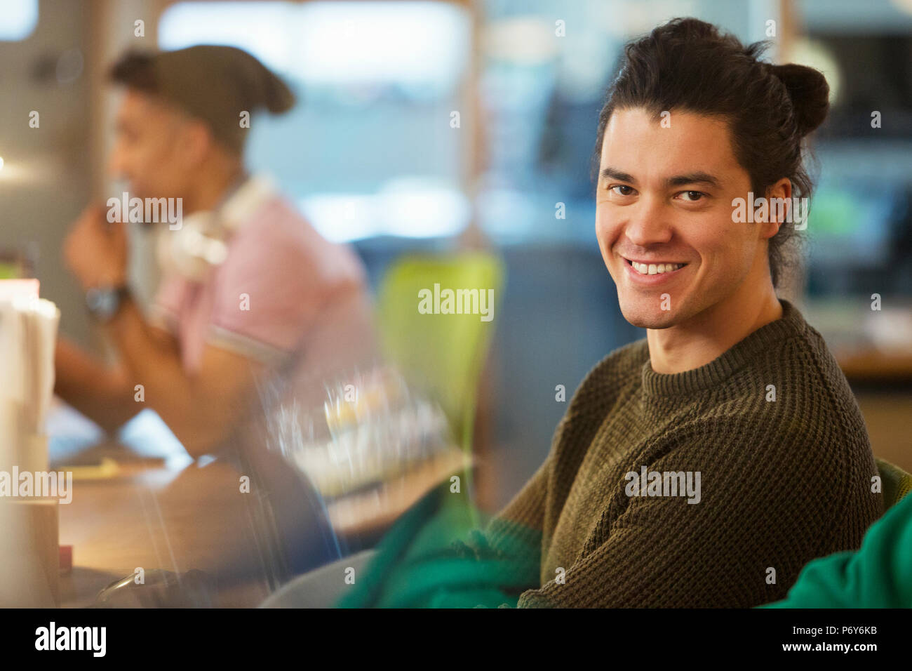 Portrait smiling, confident creative businessman Stock Photo