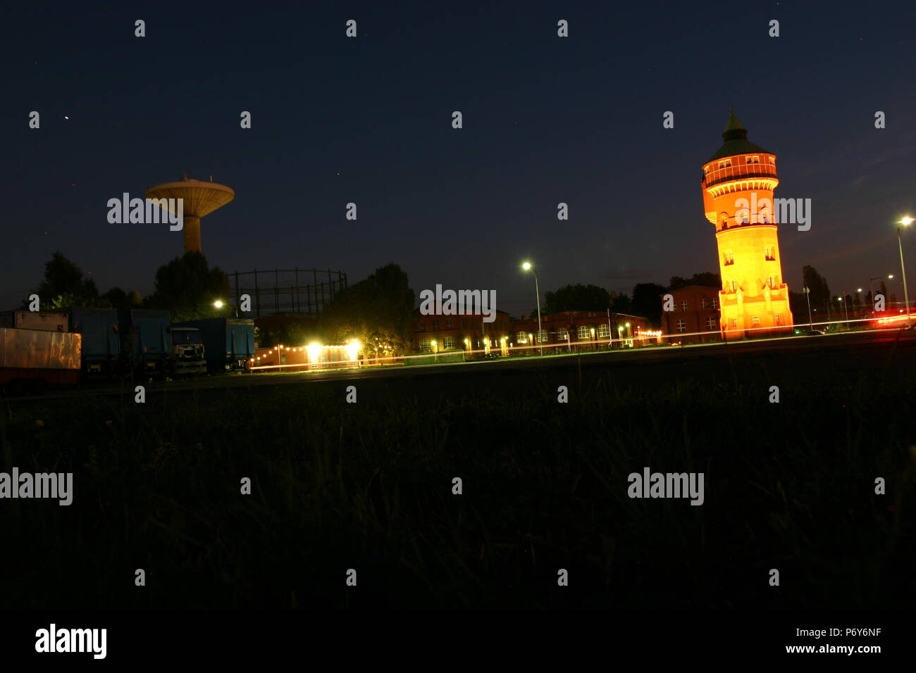 towers in the Marienpark of Berlin Tempelhof Stock Photo