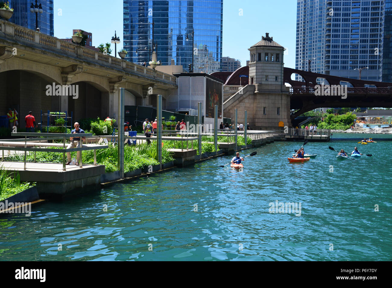 Chicago riverwalk floating gardens hires stock photography and images