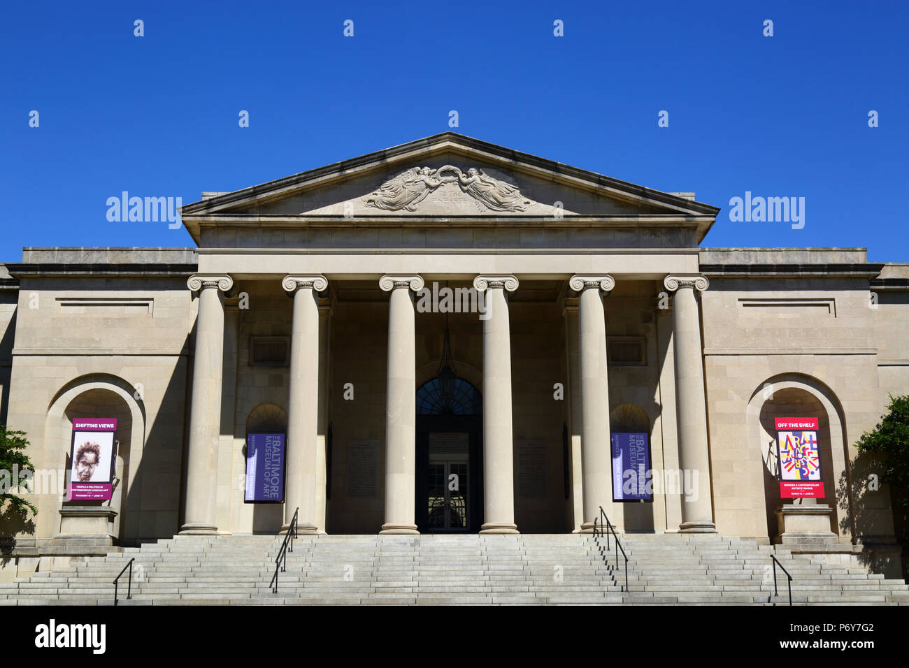 Neoclassical style main entrance of the Baltimore Museum of Art
