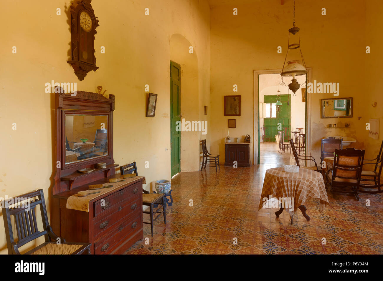 Room at Hacienda Yaxcopoil, a 17th century henequen plantation near Merida, Yucatan, Mexico, now a museum, guest house and events venue. Stock Photo