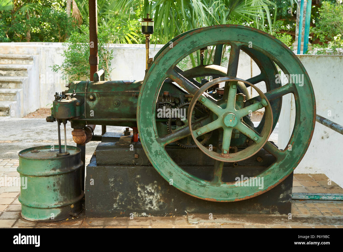 Pump at Hacienda Yaxcopoil, a 17th century henequen plantation near Merida, Yucatan, Mexico, now a museum, guest house and events venue. Stock Photo