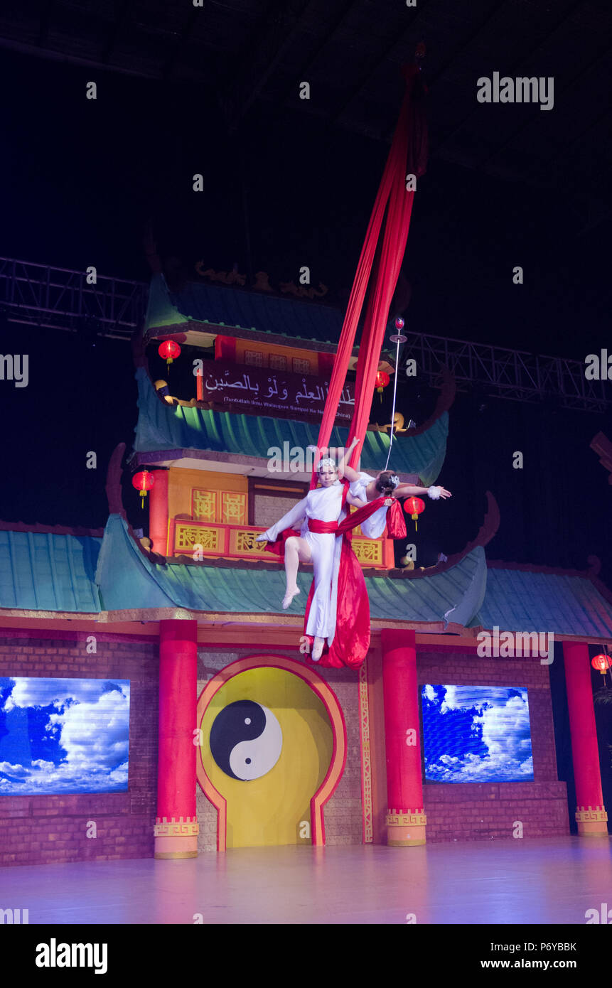 China Shaolin monks Kung Fu Martial Arts Show ( oriental circus in Ancol, Jakarta, Indonesia ) Stock Photo