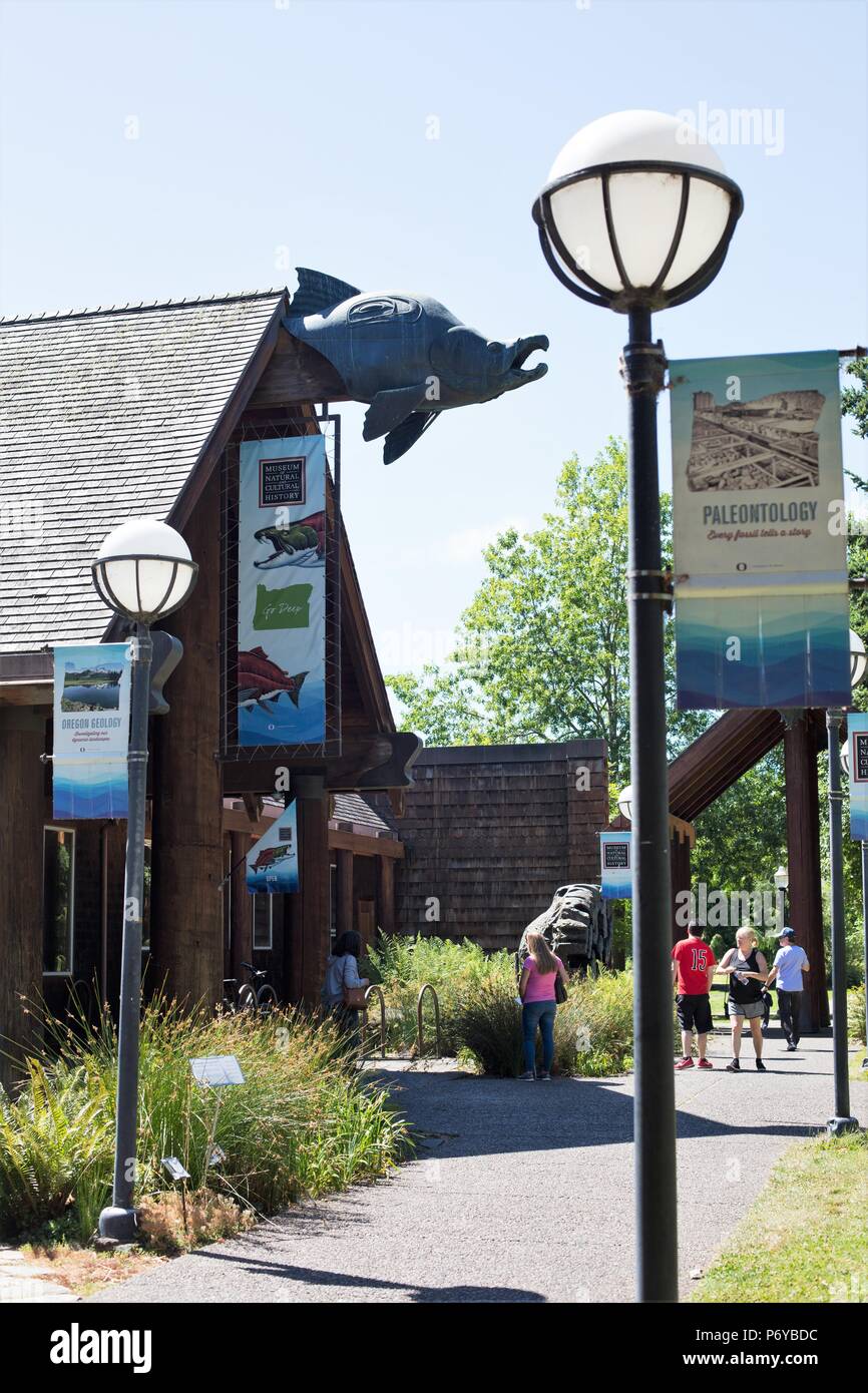 The front entrance to the University of Oregon Museum of Natural and Cultural History, in Eugene, OR, USA. Stock Photo
