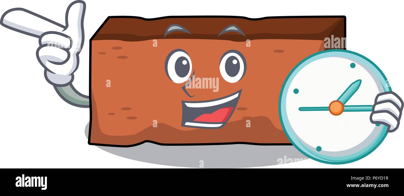 With clock brick character cartoon style Stock Vector