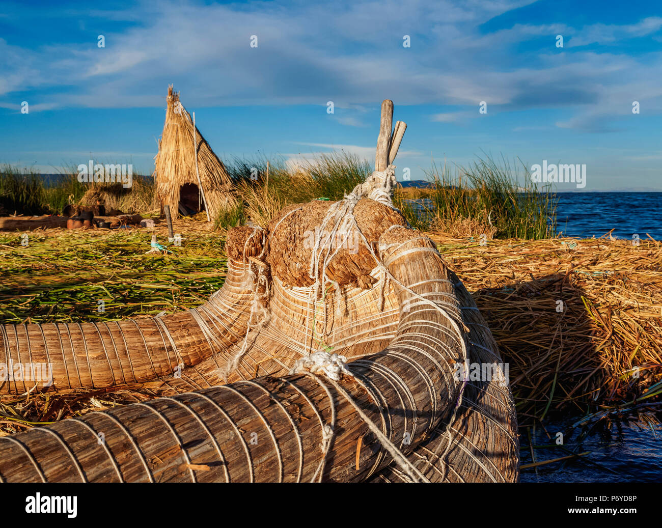 Uros Floating Island, Lake Titicaca, Puno Region, Peru Stock Photo