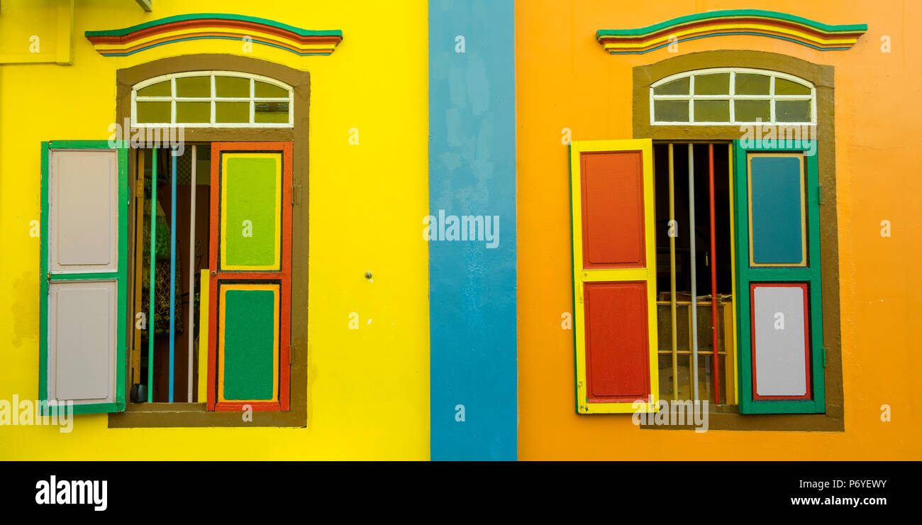 Singapore, Republic of Singapore, Southeast Asia. Colorful architecture in Little India. Stock Photo