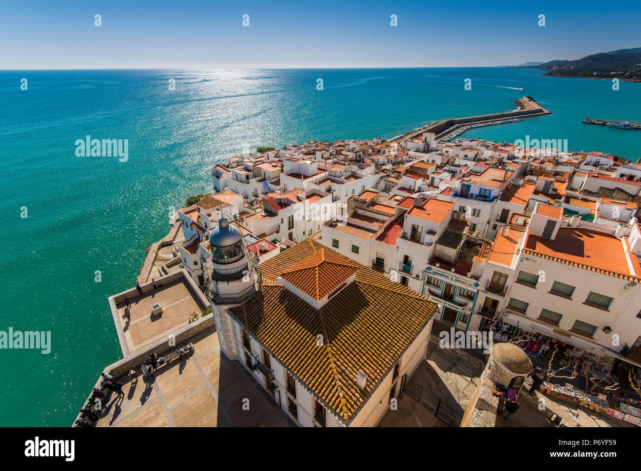 Top view of the the fortified town of Peniscola, Comunidad Valenciana, Spain Stock Photo