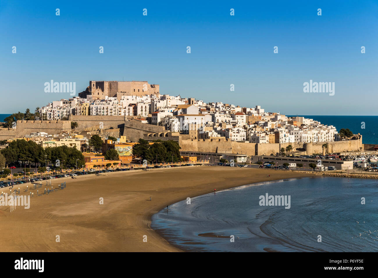Top view of the fortified town of Peniscola, Comunidad Valenciana, Spain Stock Photo