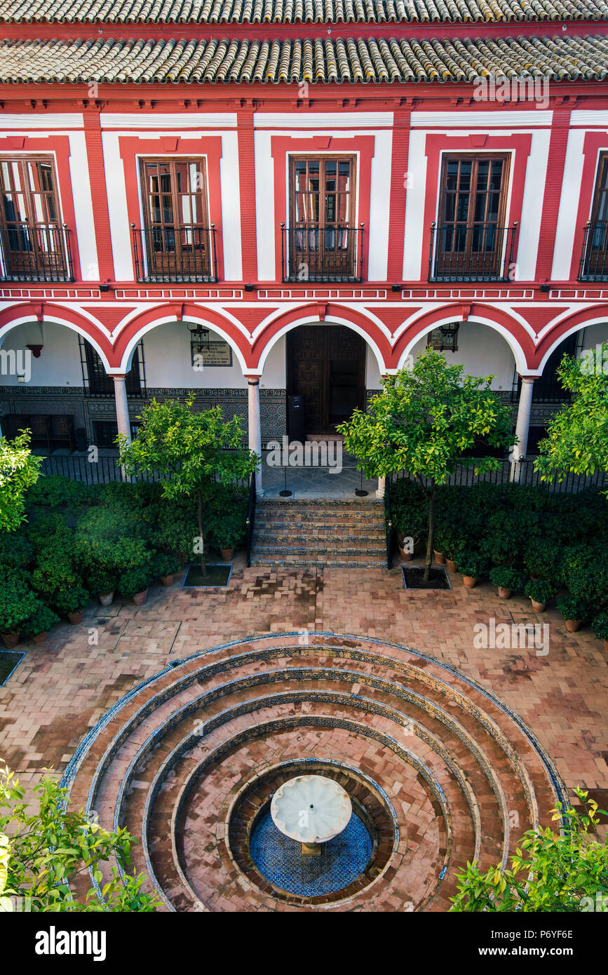 Inner courtyard of the Hospital de los Venerables Sacerdotes or  Hospital of the Venerable Priests, Seville, Andalusia, Spain Stock Photo