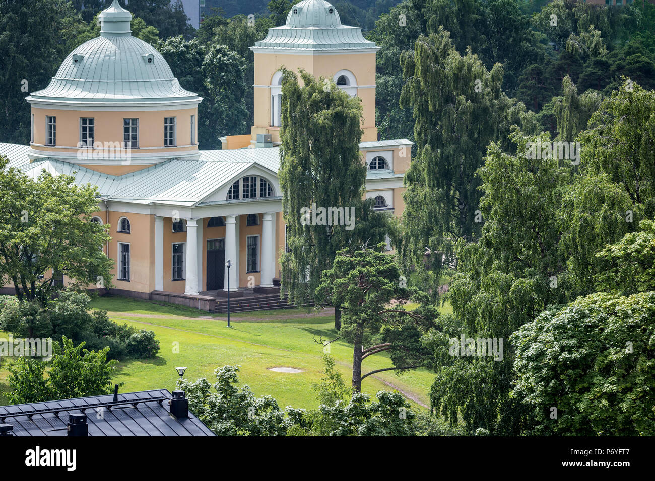 The Church of St Nicholas in Isopuisto Park in Kotka Stock Photo