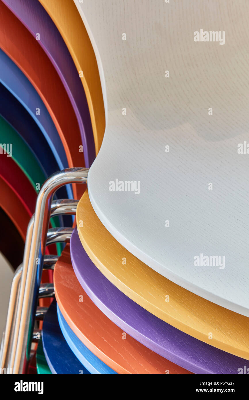 Detail view of Republic of Fritz Hansen, London. Fritz Hansen, London, United Kingdom. Architect: N/A, 2018. Stock Photo