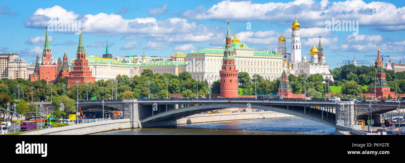 Panorama of Moscow Kremlin and the Moskva river, Russia Stock Photo