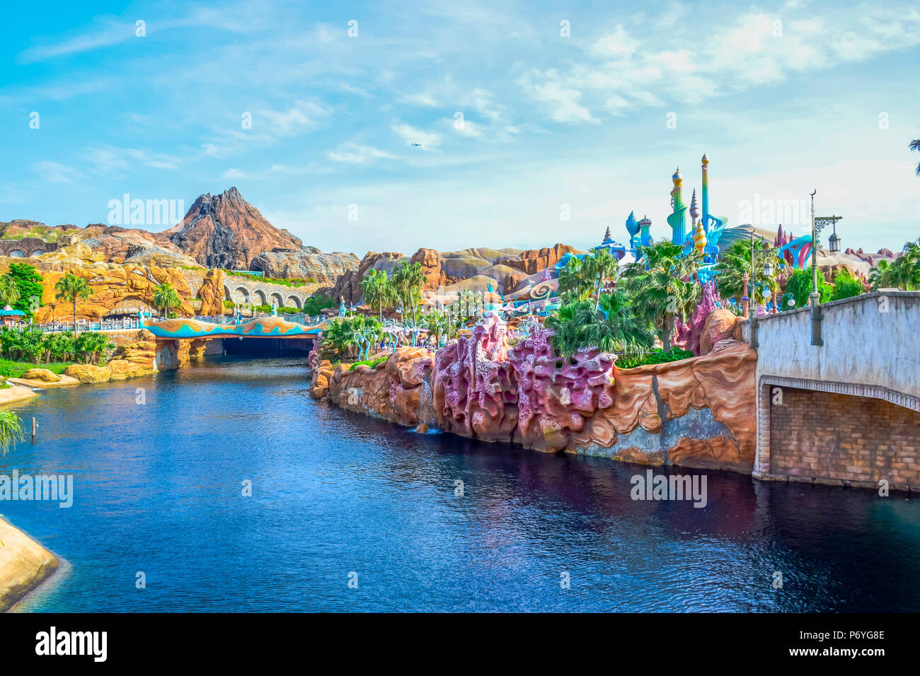 View Of Mysterious Island From Mermaid Lagoon In Tokyo Disneysea Located In Urayasu Chiba