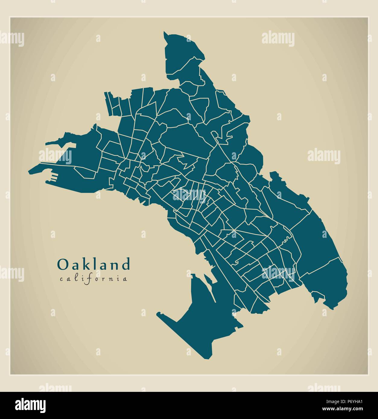 Modern City Map Oakland California city of the USA with 131