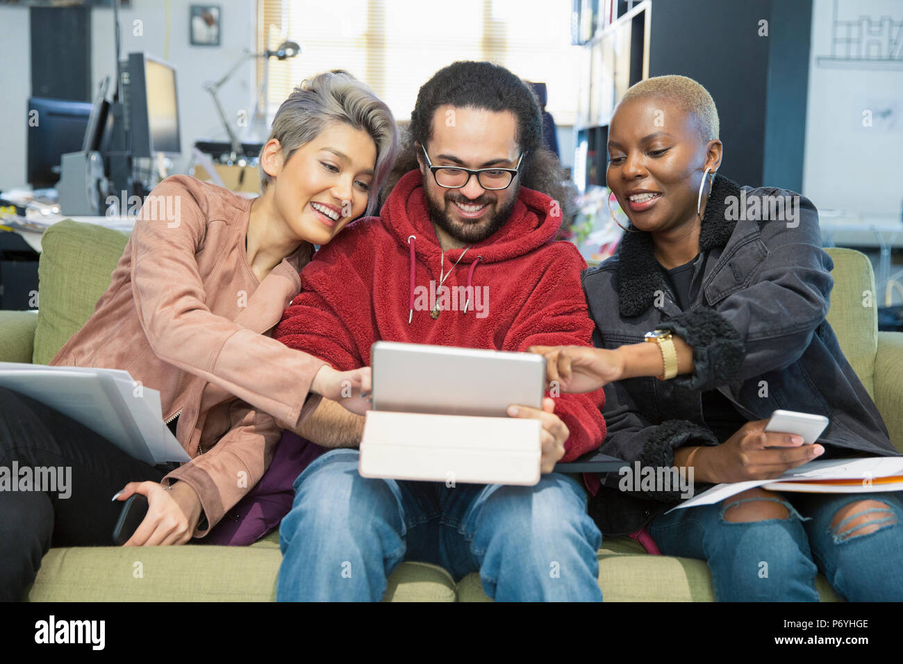 Creative business people meeting, using digital tablet Stock Photo