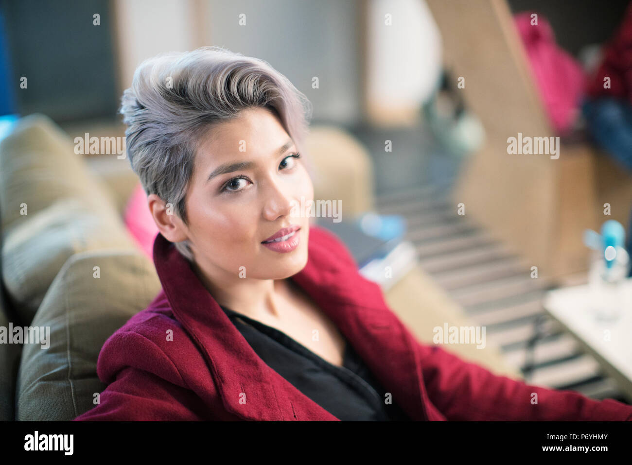 Portrait confident businesswoman Stock Photo