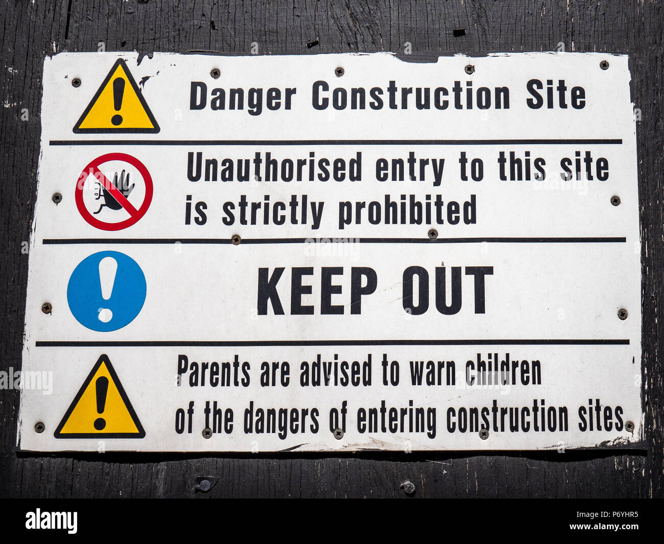 Building Construction Site Danger Keep Out Sign Stock Photo