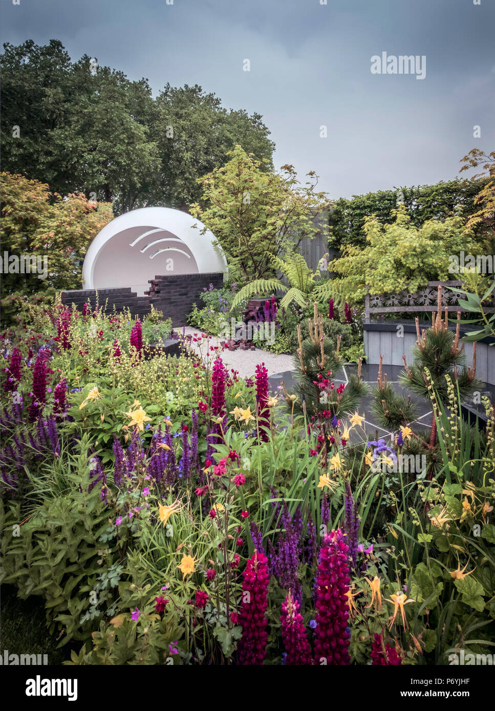 the cherub hiv garden at the chelsea flower show 2018, london, uk