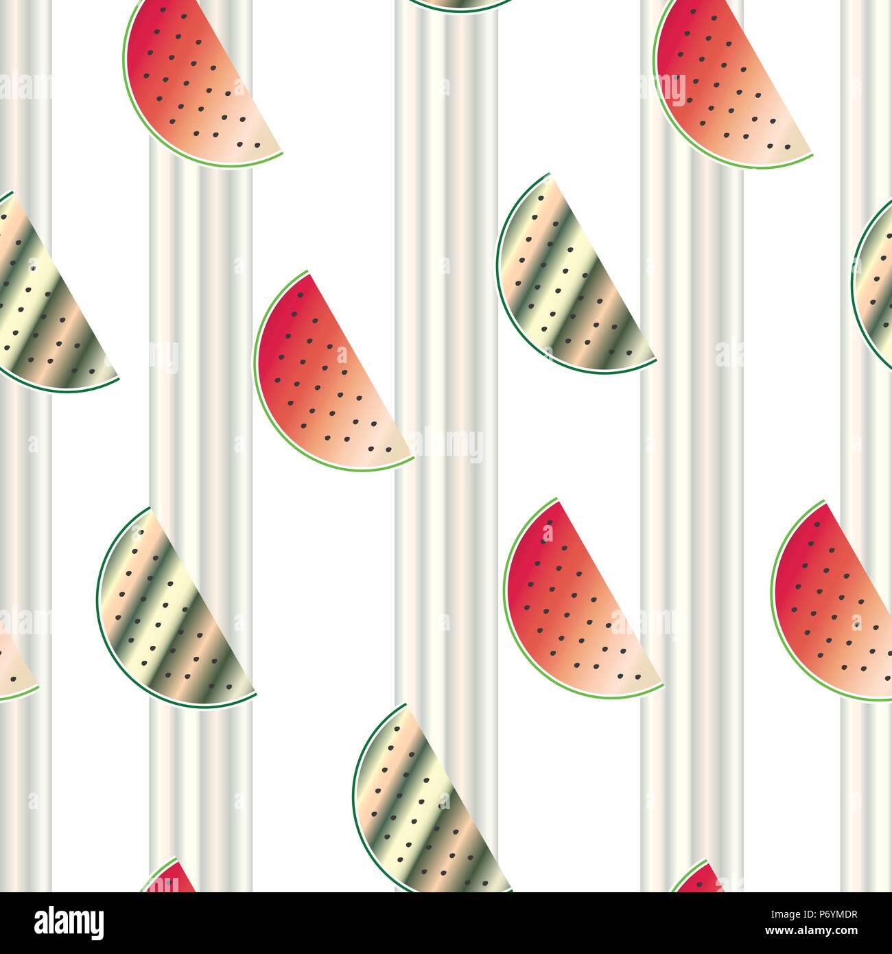 stripped seamless pattern with watermelon vector - summer texture ...