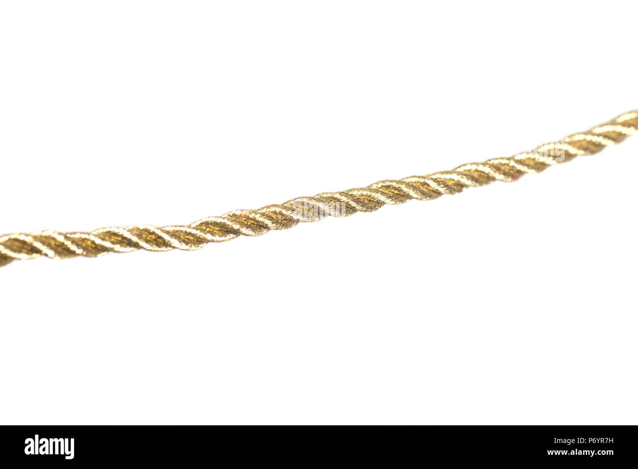 Golden rope isolated on a white background Stock Photo