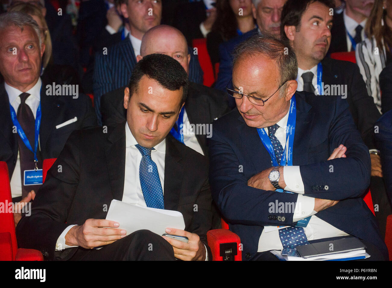 taly, Rome, Confartigianato Assembly: Luigi Di Maio, Leader of Five Star Movement (M5S), Vice-President of the Council of Ministers in talks with Cesa Stock Photo