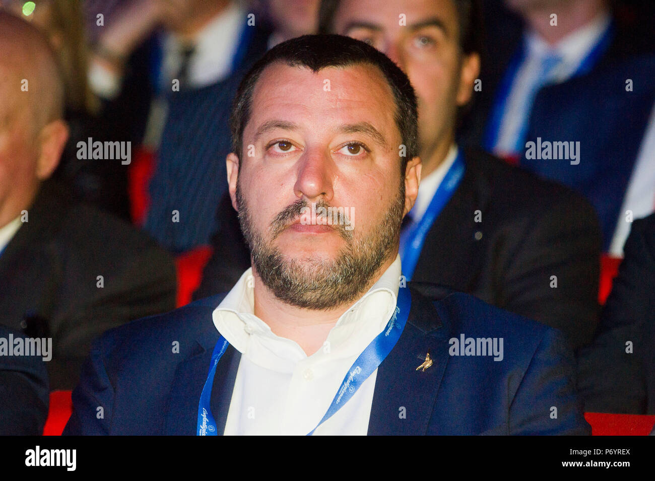 Italy, Rome, Matteo Salvini leader of the Lega Nord vice-president of the Council and Minister of the Interior of the Conte Government. Stock Photo