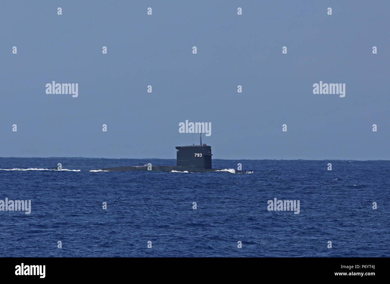 submarine on surface at sea  Taiwan                        April Stock Photo