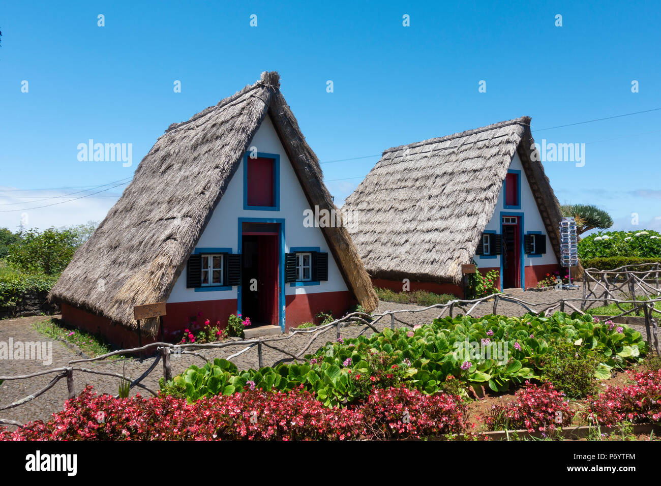 Traditional houses in Santana, Madeira. Stock Photo