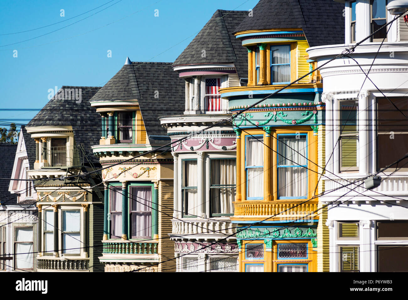 North America, USA, America, California, San Francisco. colurful house in Height & Ashbury Stock Photo