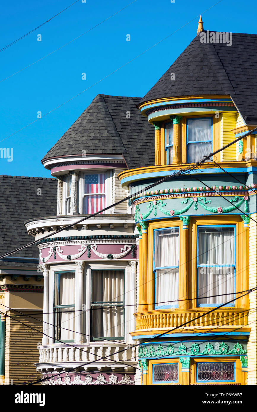 North America, USA, America, California, San Francisco. colurful house in Height & Ashbury Stock Photo