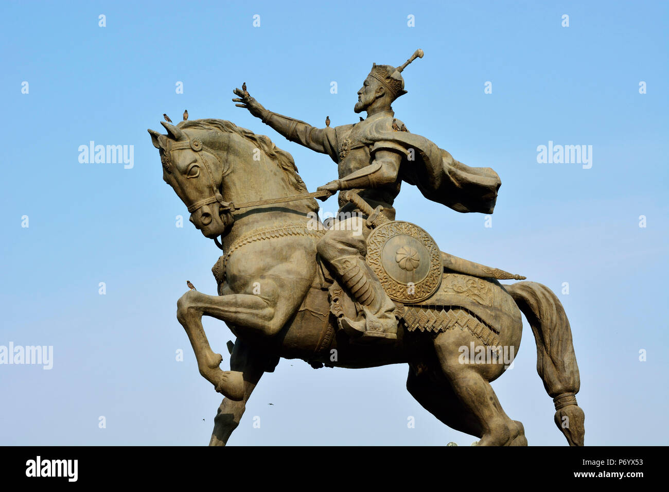 Statue of Amir Timur (Tamerlane, 1336-1405). He was the founder of the Timurid Empire in Central Asia and became the first ruler in the Timurid dynasty. Tashkent, Uzbekistan Stock Photo