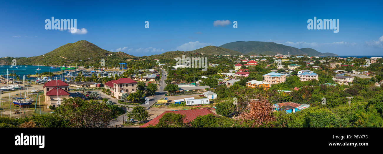 British Virgin Islands, Virgin Gorda, Spanish Town, elevated town view Stock Photo