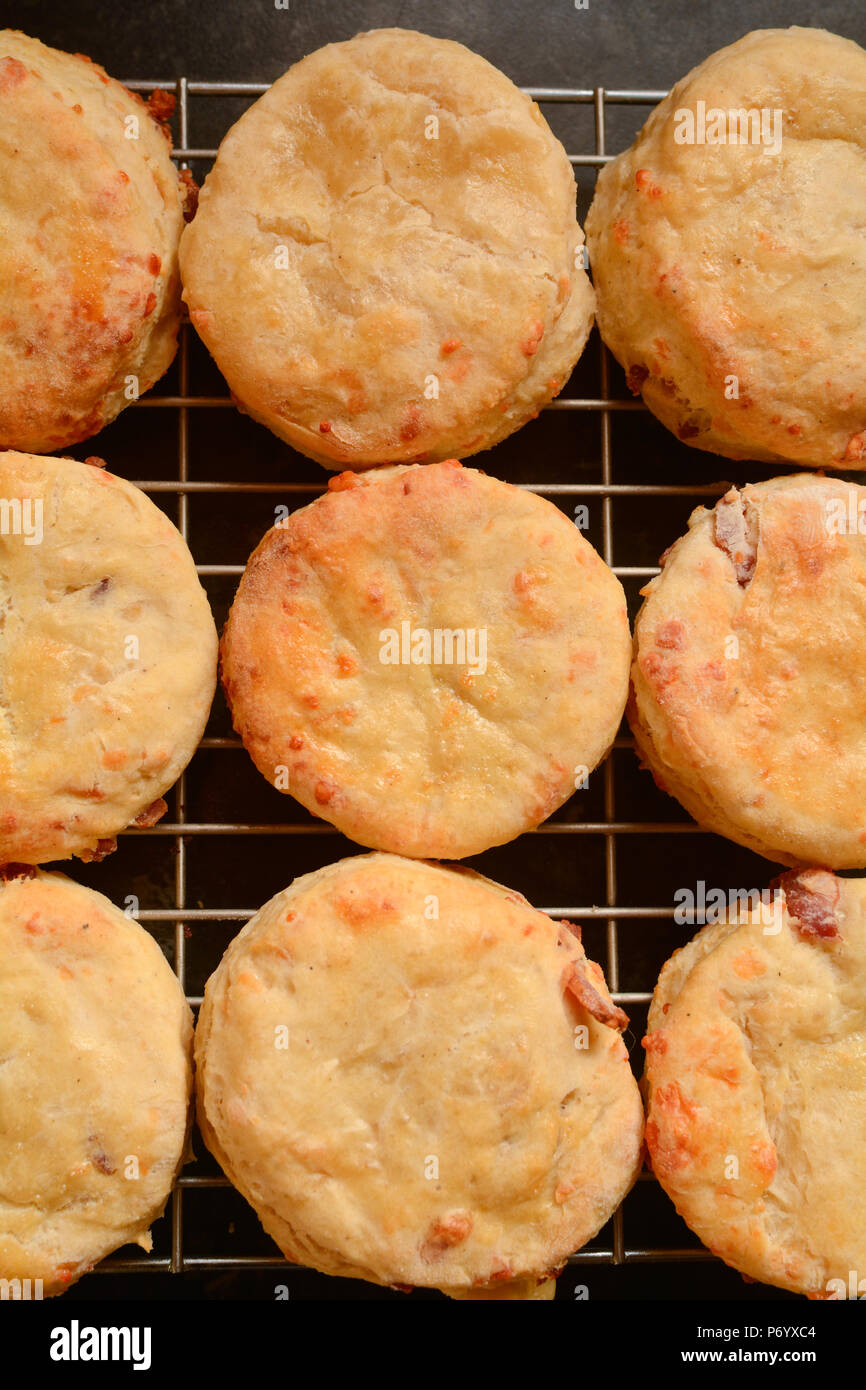 Cheese scones cooling on wire rack Stock Photo Alamy