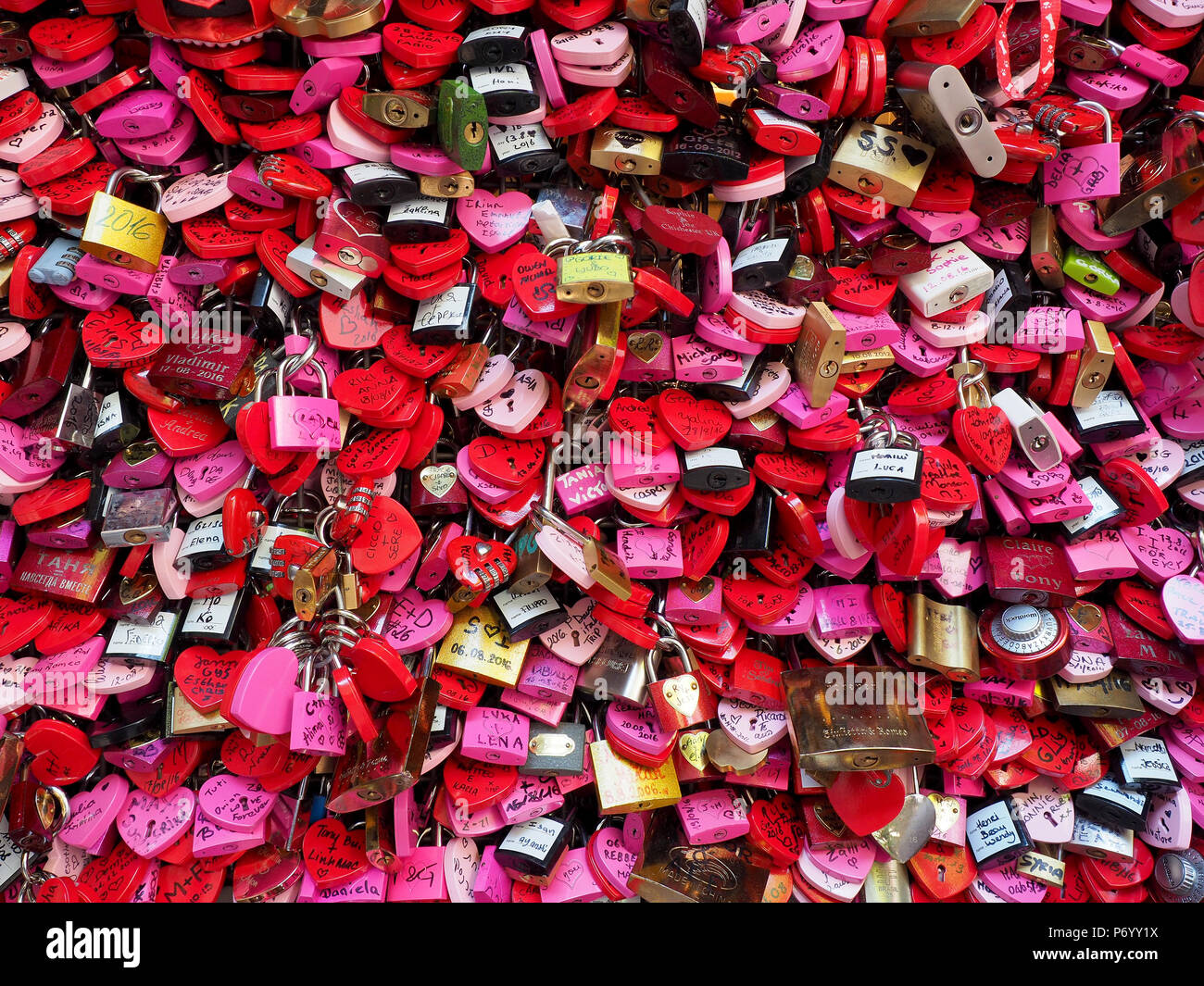 Verona Locks Verona, Italy: 2022 02 10 Love Locks Attached To The Door
