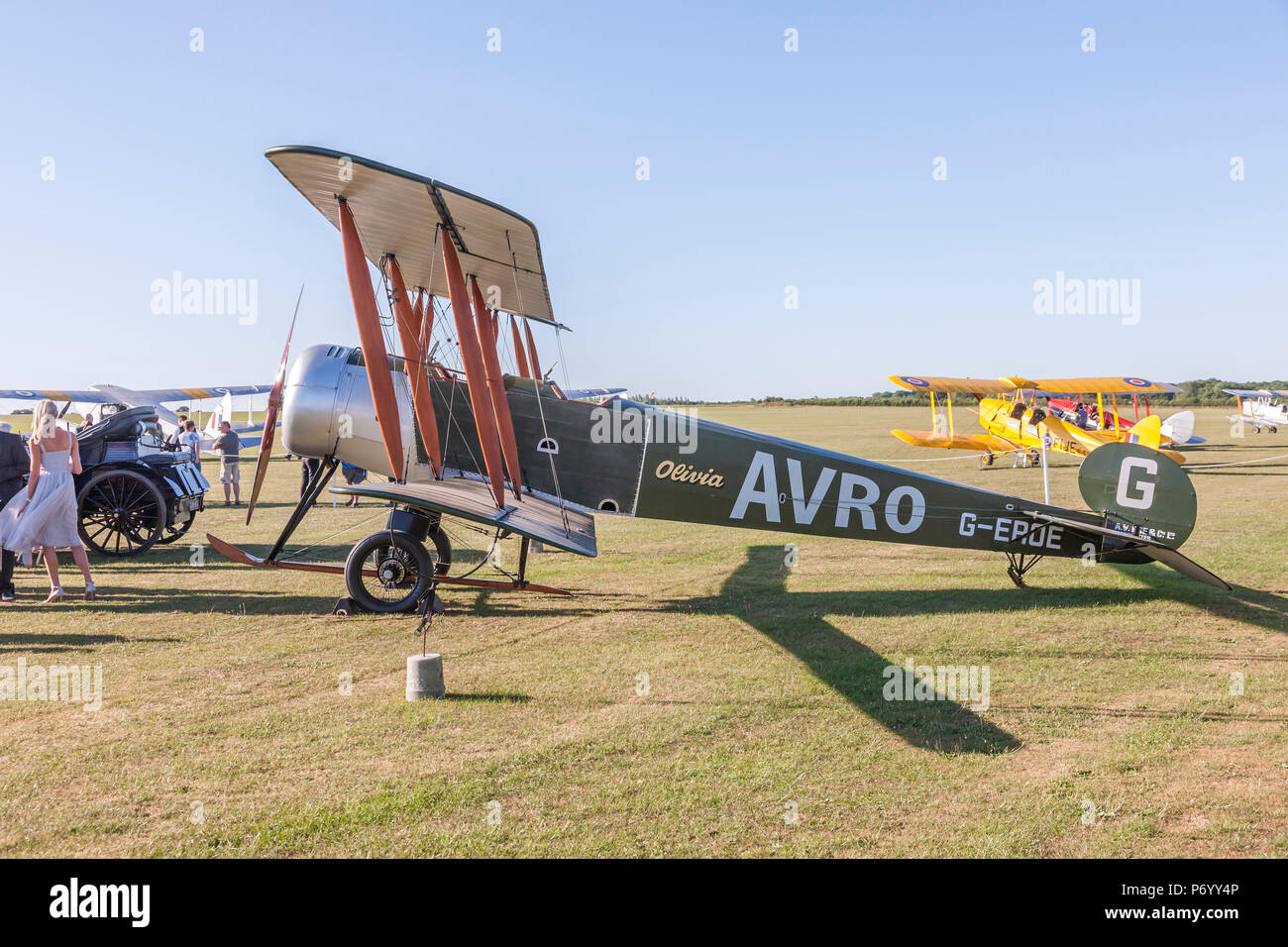 Avro 504K Replica static at The Blades Summer  Ball, Sywell aerodeome, Northamptonshire. Stock Photo