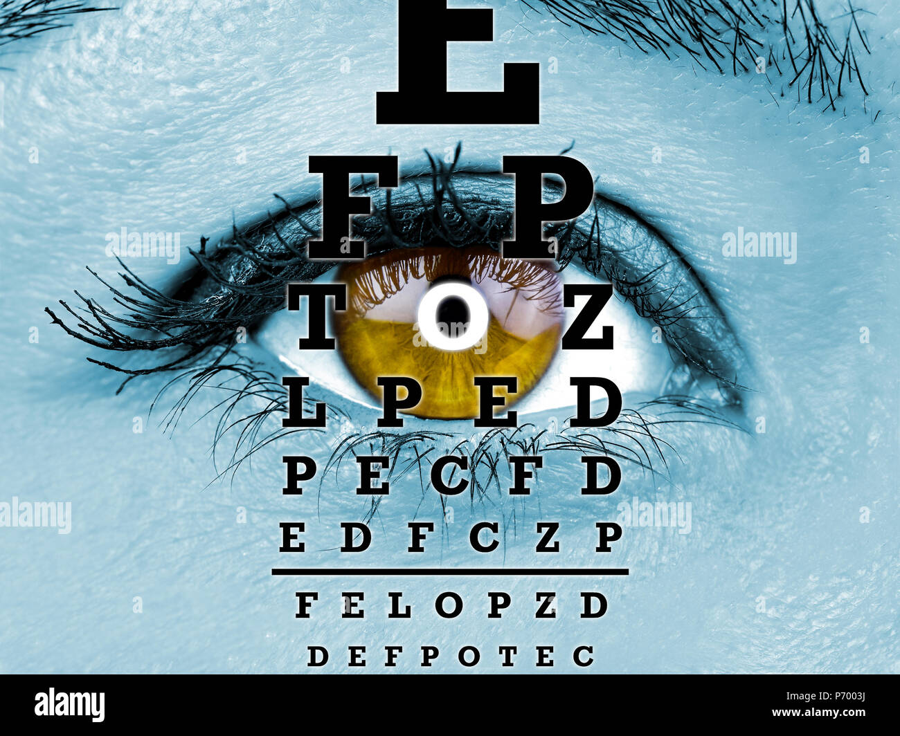 Test vision chart female eye macro Stock Photo