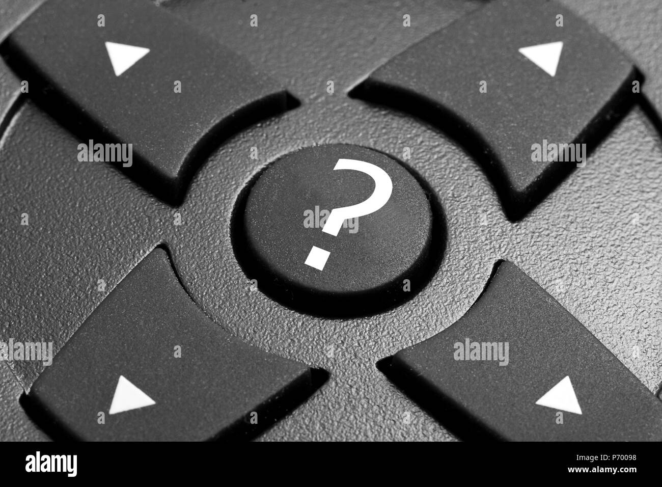 Close up of directional keys and OK key of a tv remote control Stock