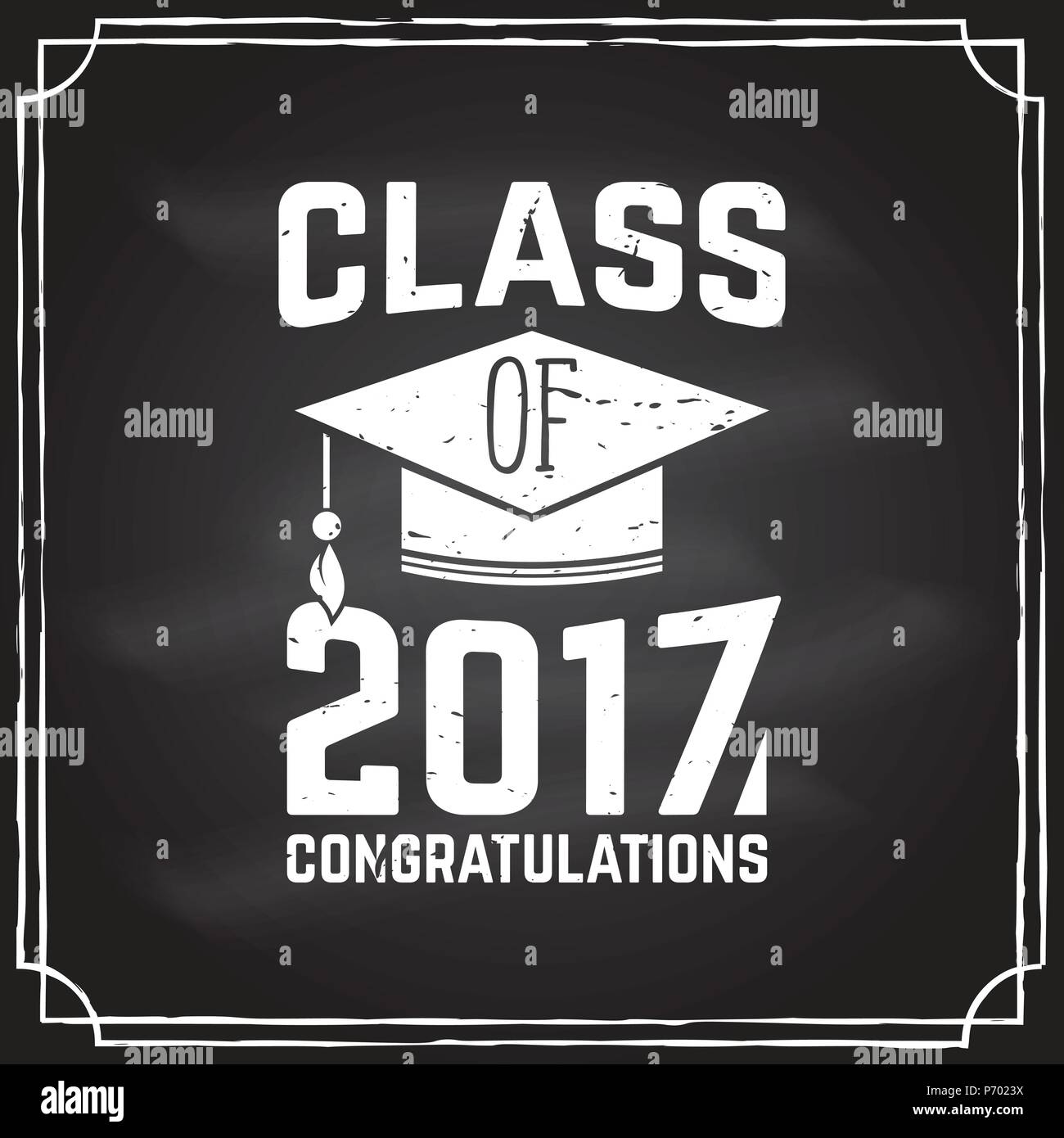 Class of 2017 badge on the chalkboard. Concept for shirt, print, seal ...